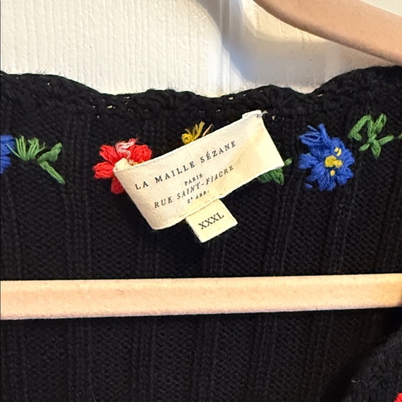 Sezane Ilena Short Sleeve Floral Embroidered Cardigan Sz XXXL - Picture 3 of 5